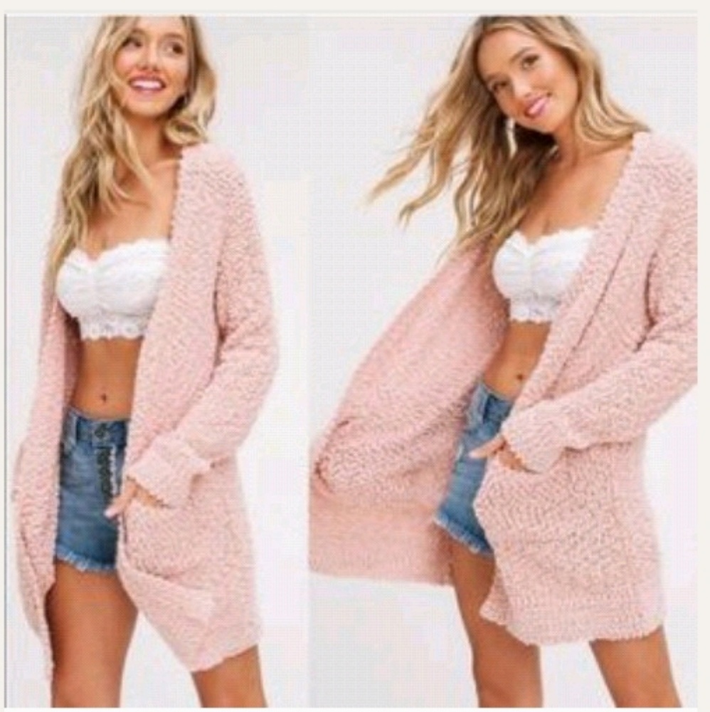 Cozy Long Body Cardigan (Blush)